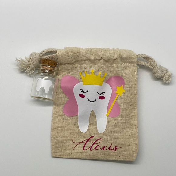Tooth fairy bag with crystal vial.